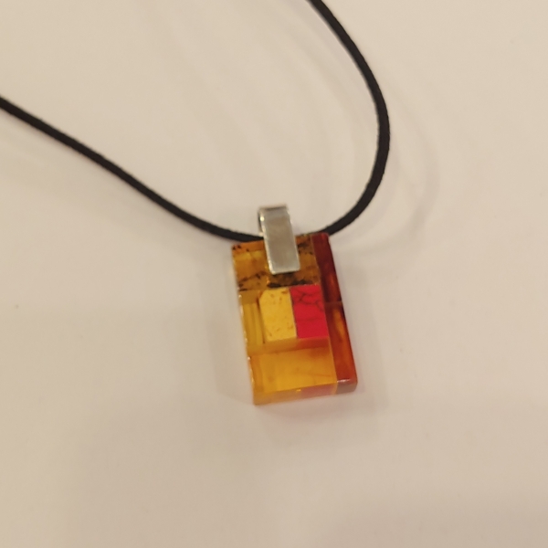 HWG-151 Pendant, Rectangle with Red/Yellow/White Square $71.50 at Hunter Wolff Gallery